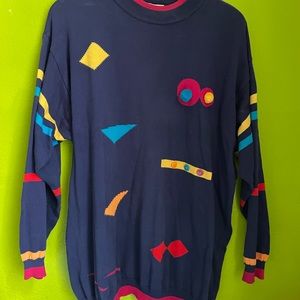 United Colors of Benetton pompom vintage navy blue sweater